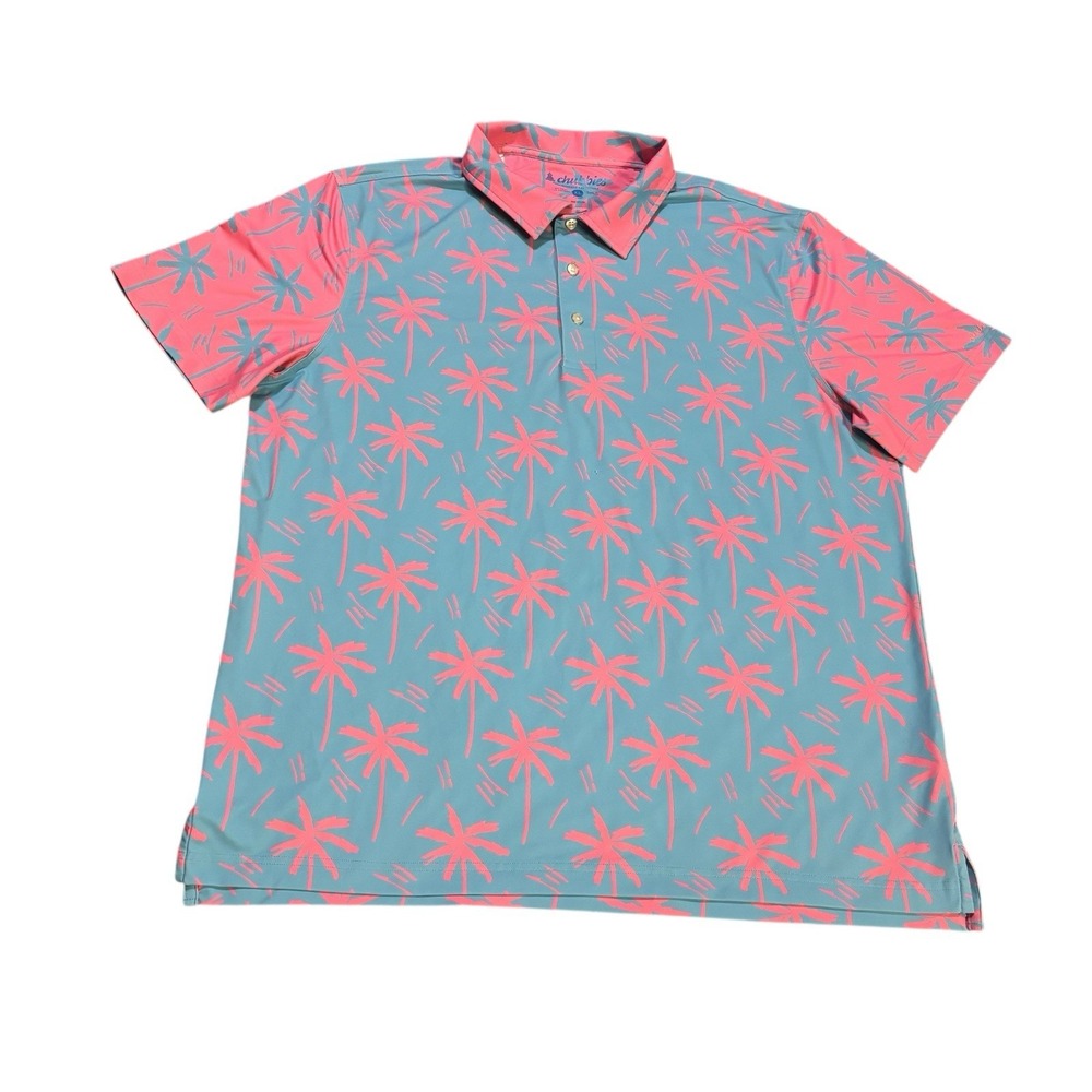 Chubbies The Electric Slide Polo Shirt Pink Blue Mens XL Stretch Neon‎ Beach